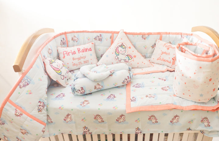 Unicorn Dreams - Quilted Cot Bumper