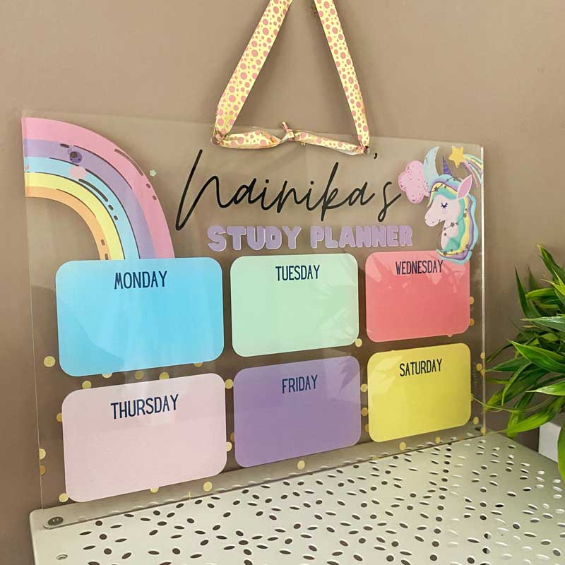 Unicorns & Rainbows Weekly Planner - Acrylic