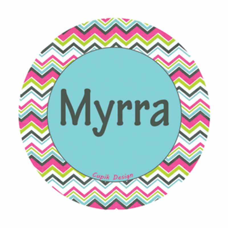 Blue & Pink Chevron Waterproof Stickers (Round)
