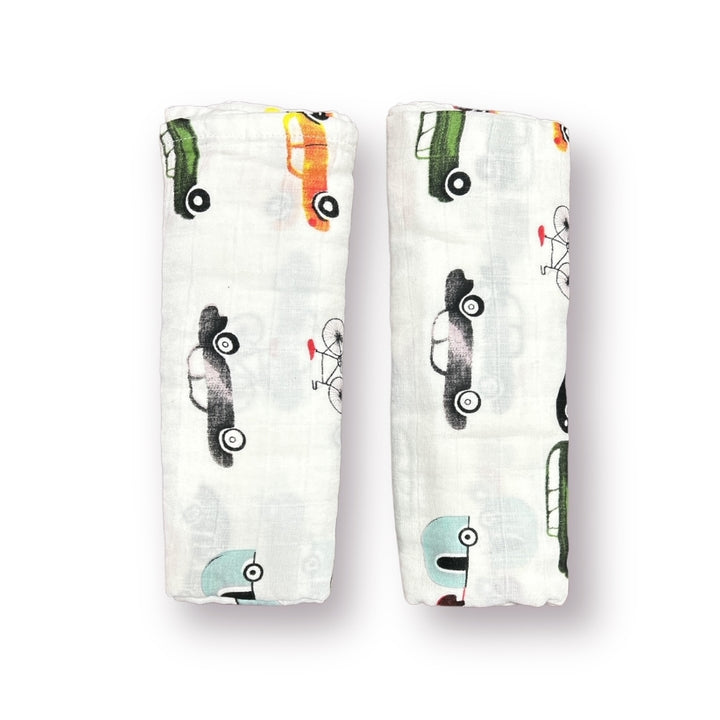 Vroom & Zoom Muslin Swaddles - Set of 2