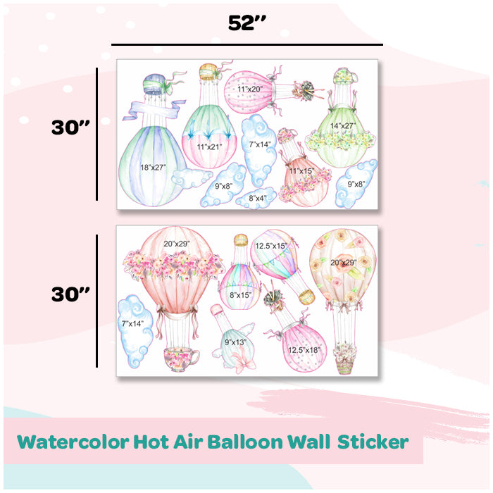 Hot Air Balloon and Flowers Wall Sticker for Kids