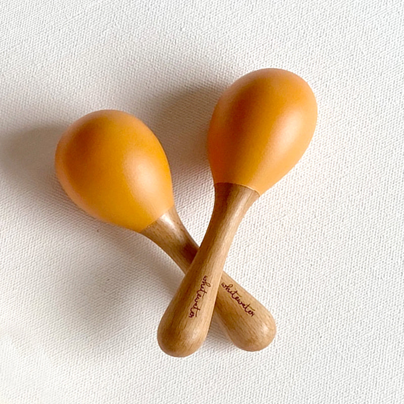 WOODEN MARACAS SET - ORANGE