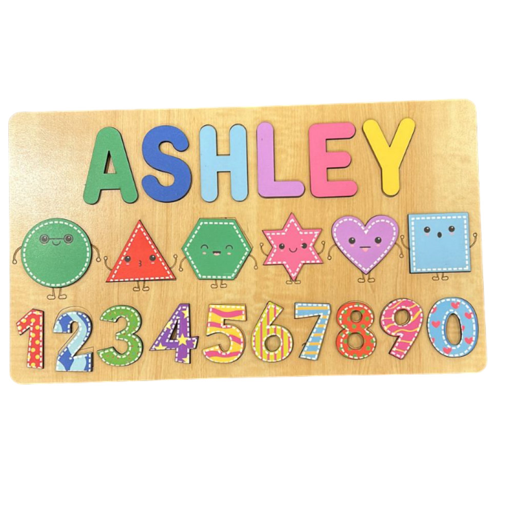 Personalised Wooden Name Puzzle- Shapes & Numbers