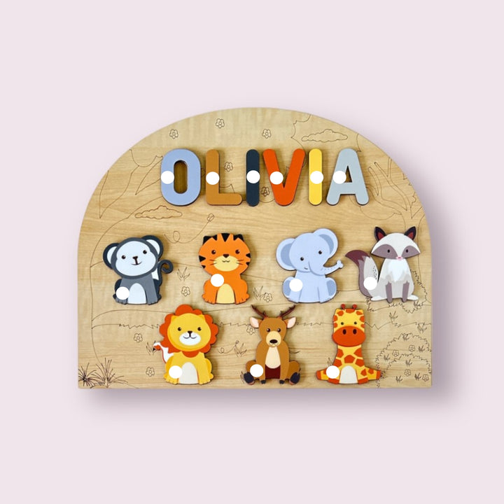 Personalised Wooden Name Puzzle- Wild Animals