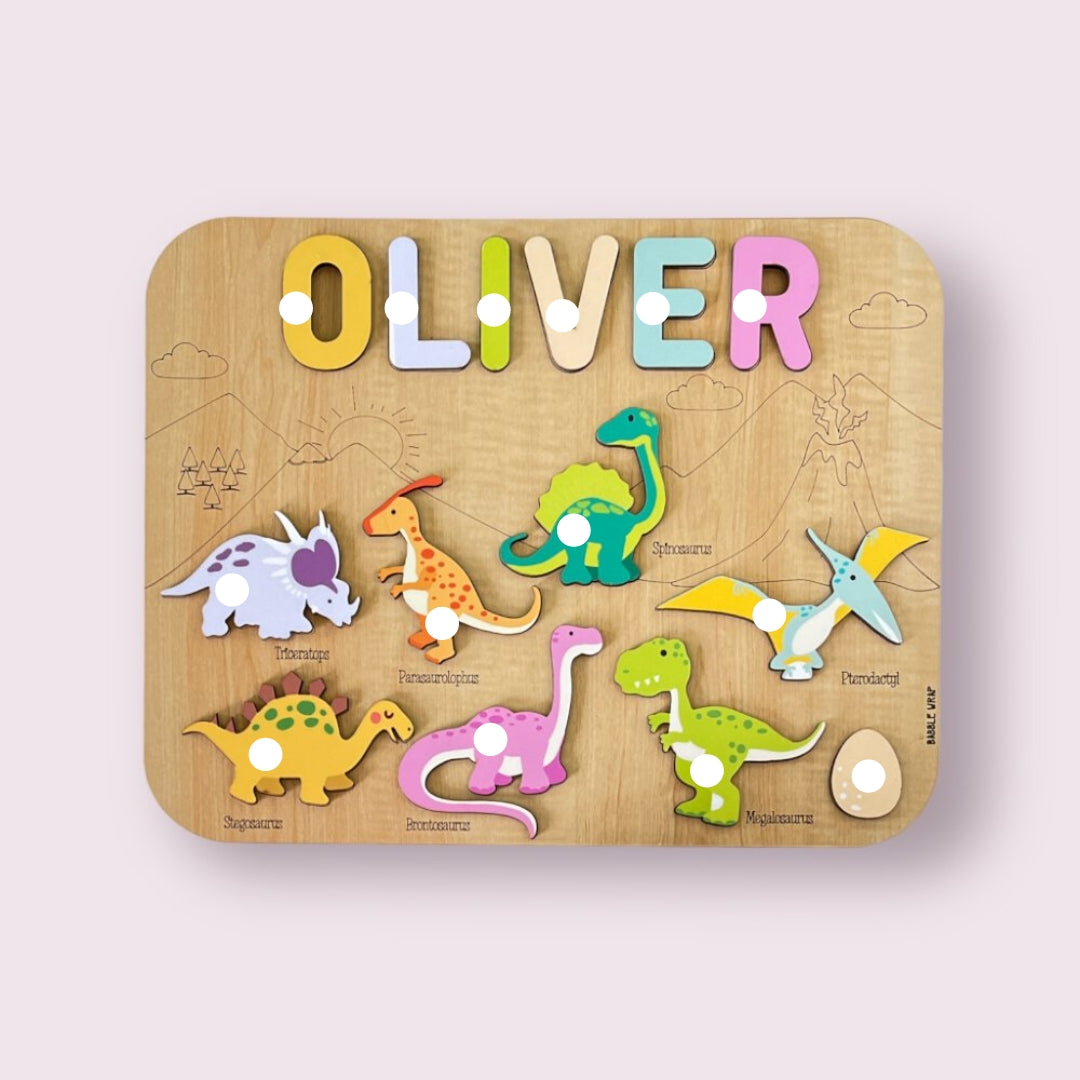 Personalised Wooden Name Puzzle- Dinosaurs