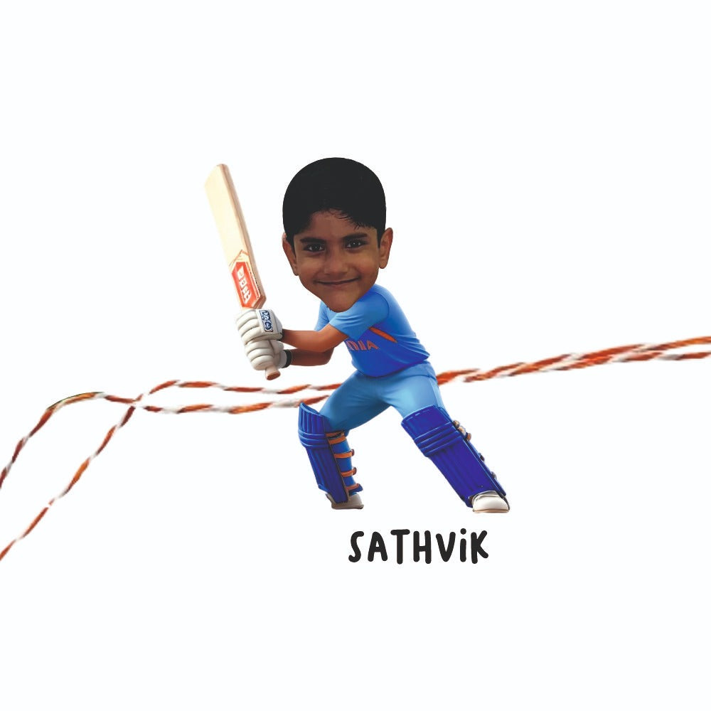 Babble Wrap Personalised Caricature Rakhi - Cricket Craze
