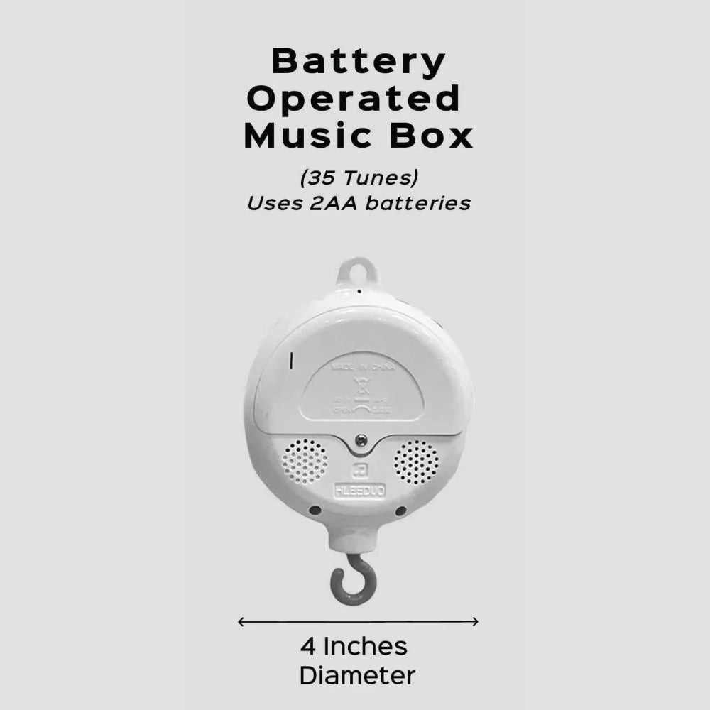 Battery-Operated Music Box with Cot Mobile Arm