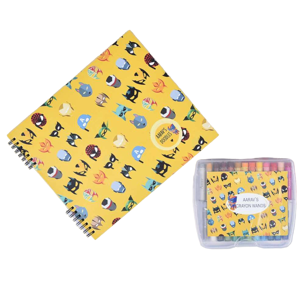 Doodle Book With Personalized Crayons - Mask Super Heroes
