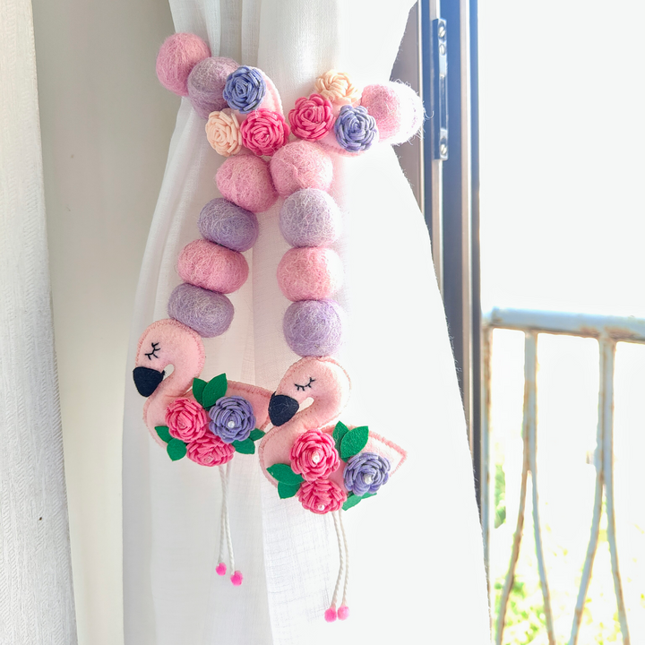 Curtain Tie - Flamingo Bloom