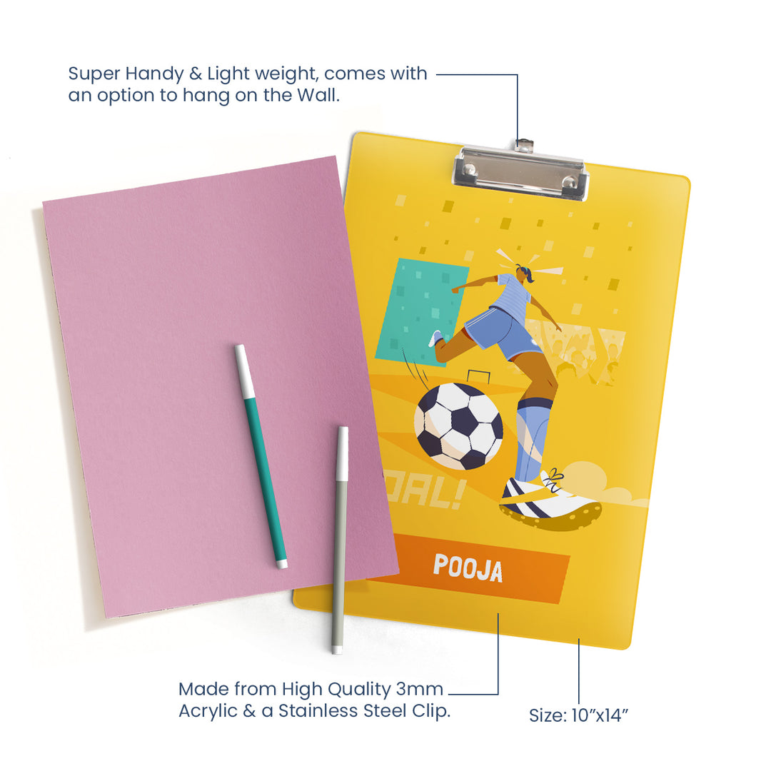 Personalised Clipboard - FootBall Goals Girl