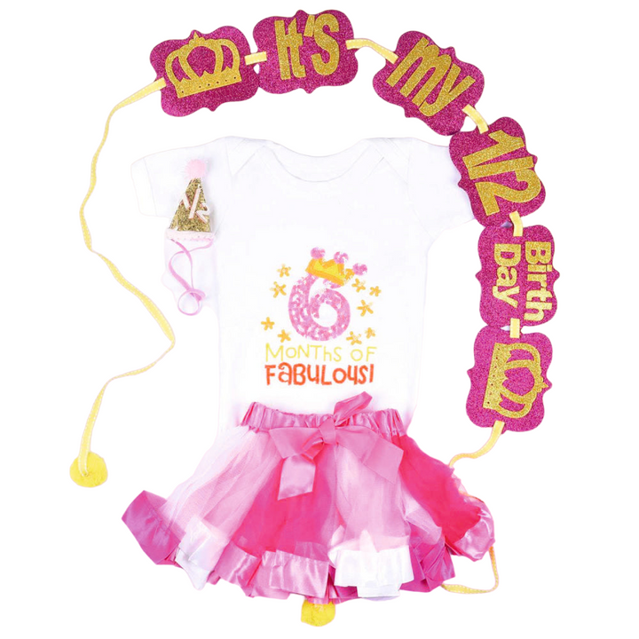 Half Birthday Beaded Crown Romper-3