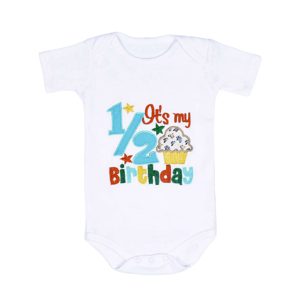 Half Birthday Beaded Crown Romper-1