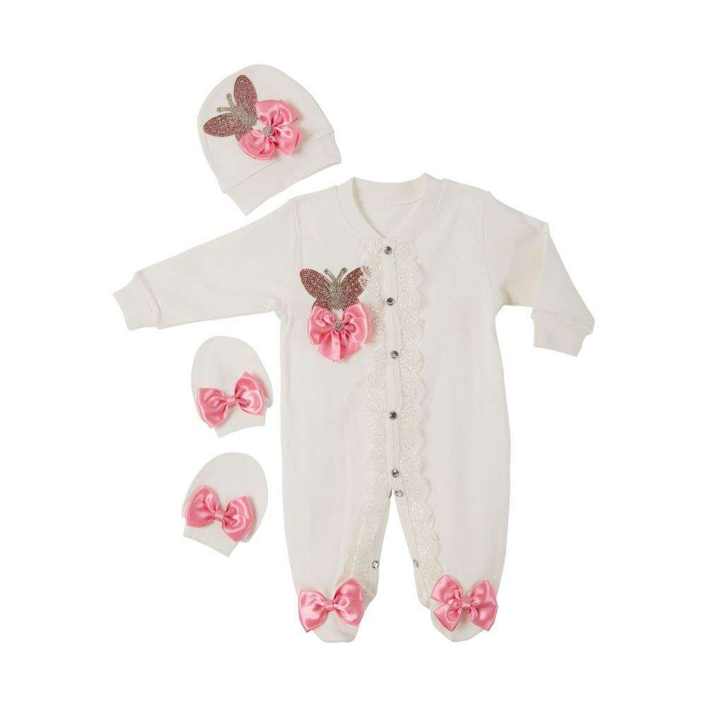 Peruvian Romper Set- Pastel Pink Butterfly