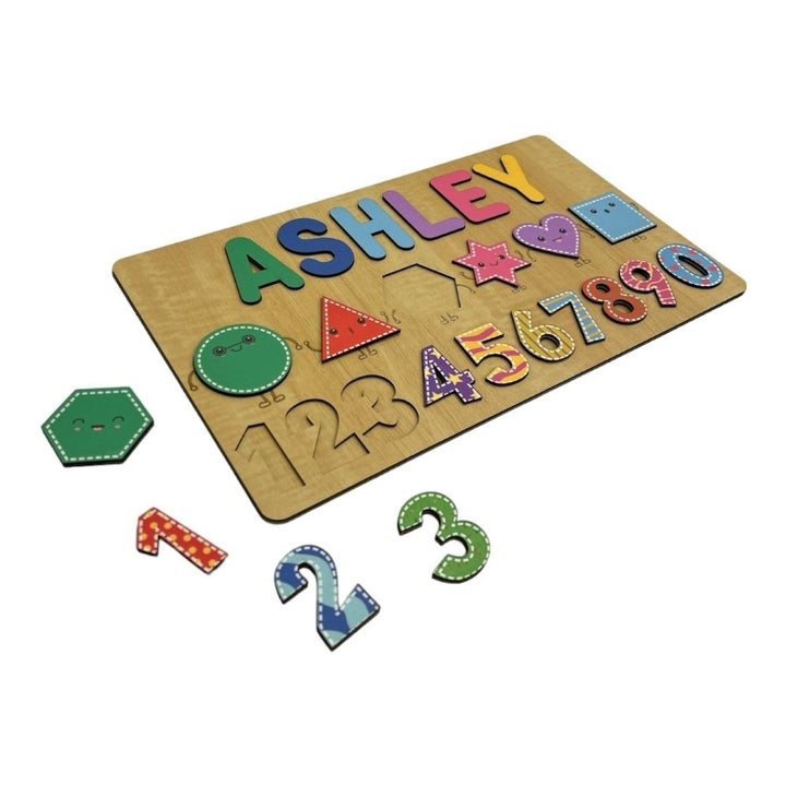 Personalised Wooden Name Puzzle- Shapes & Numbers