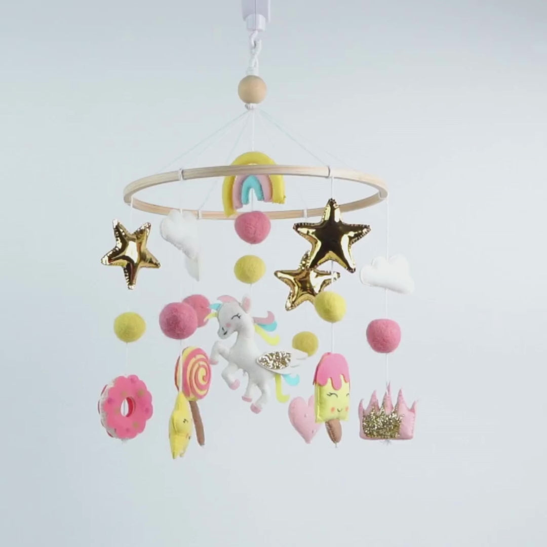 Babble Wrap Cot / Crib Mobile - Whimsical Unicorn
