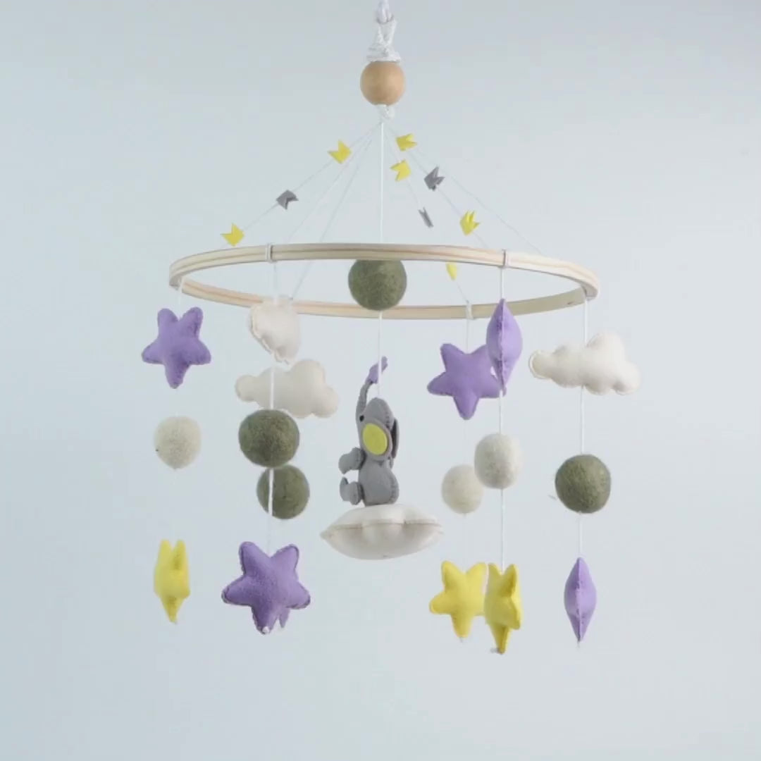 Babble Wrap Cot / Crib Mobile - Stargazer Elephant