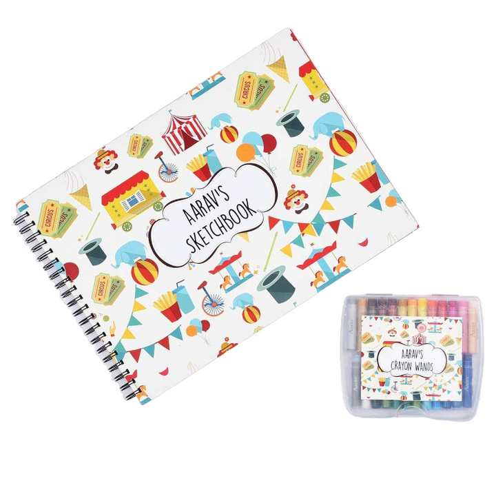 Sketch Books With Personalized Crayons - Circus