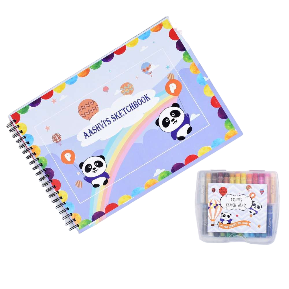 Sketch Books With Personalized Crayons - Panda