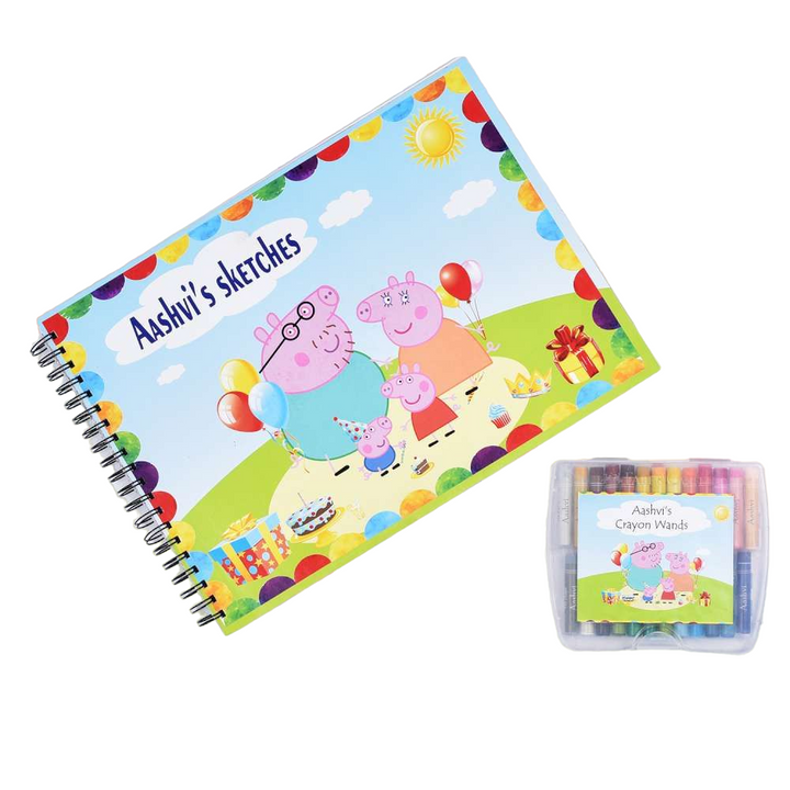 Sketch Books With Personalized Crayons - Peppa Piggy