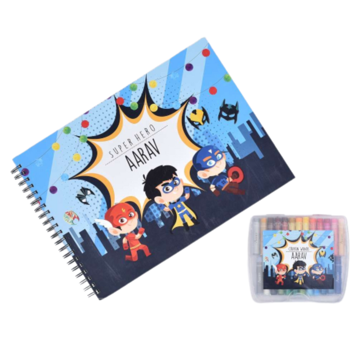 Sketch Books With Personalized Crayons - Super Heros