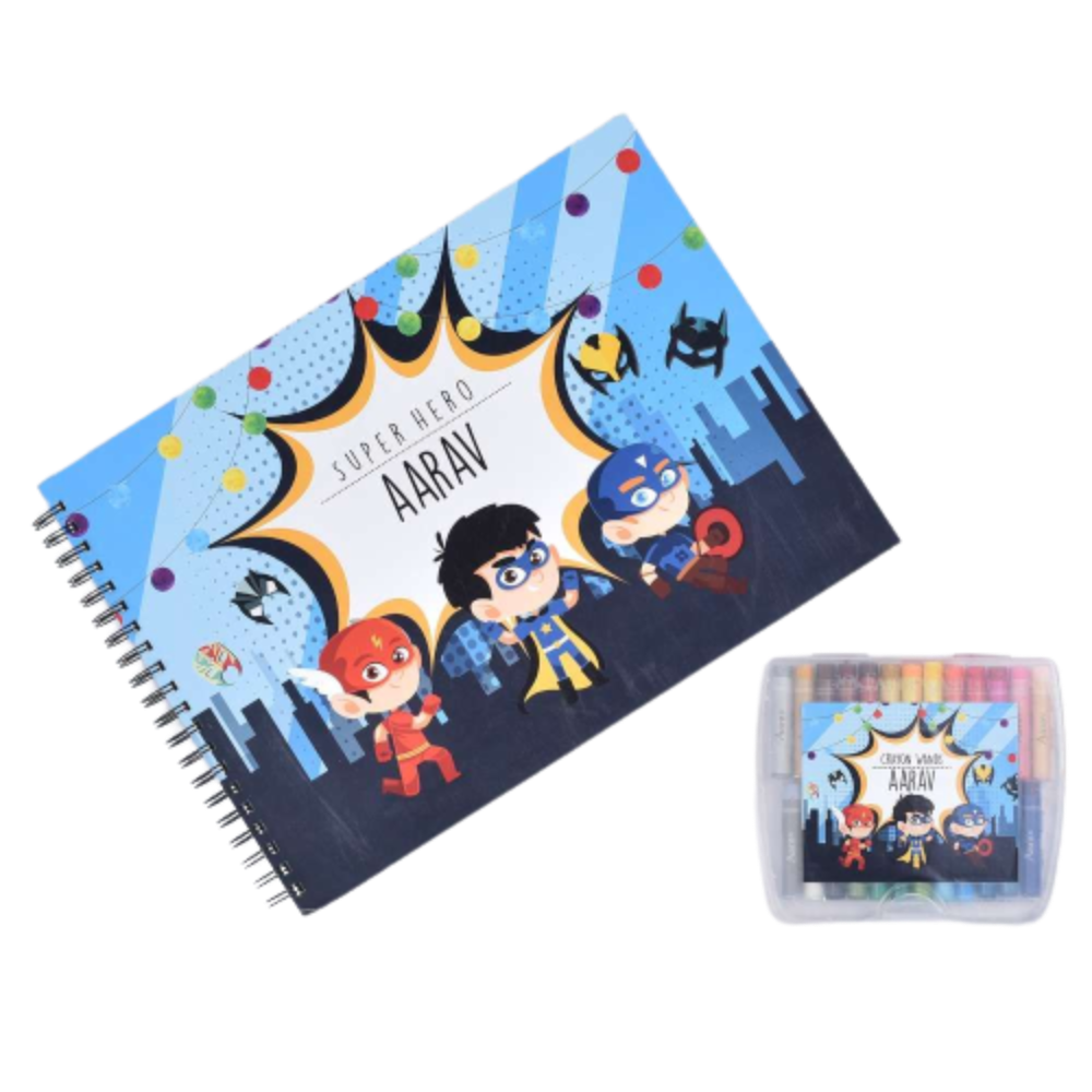 Sketch Books With Personalized Crayons - Super Heros