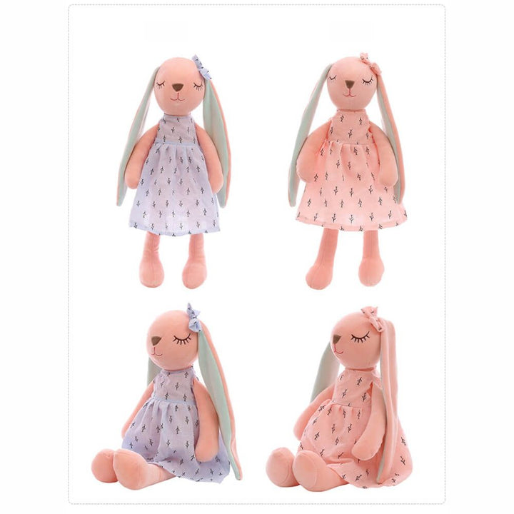 Sleeping Bunny With A Bow - Pink / Steel Grey