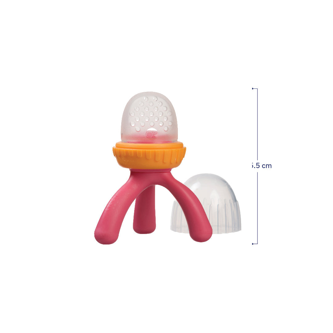 Silicone Fresh Food Feeder Strawberry Shake Pink Orange