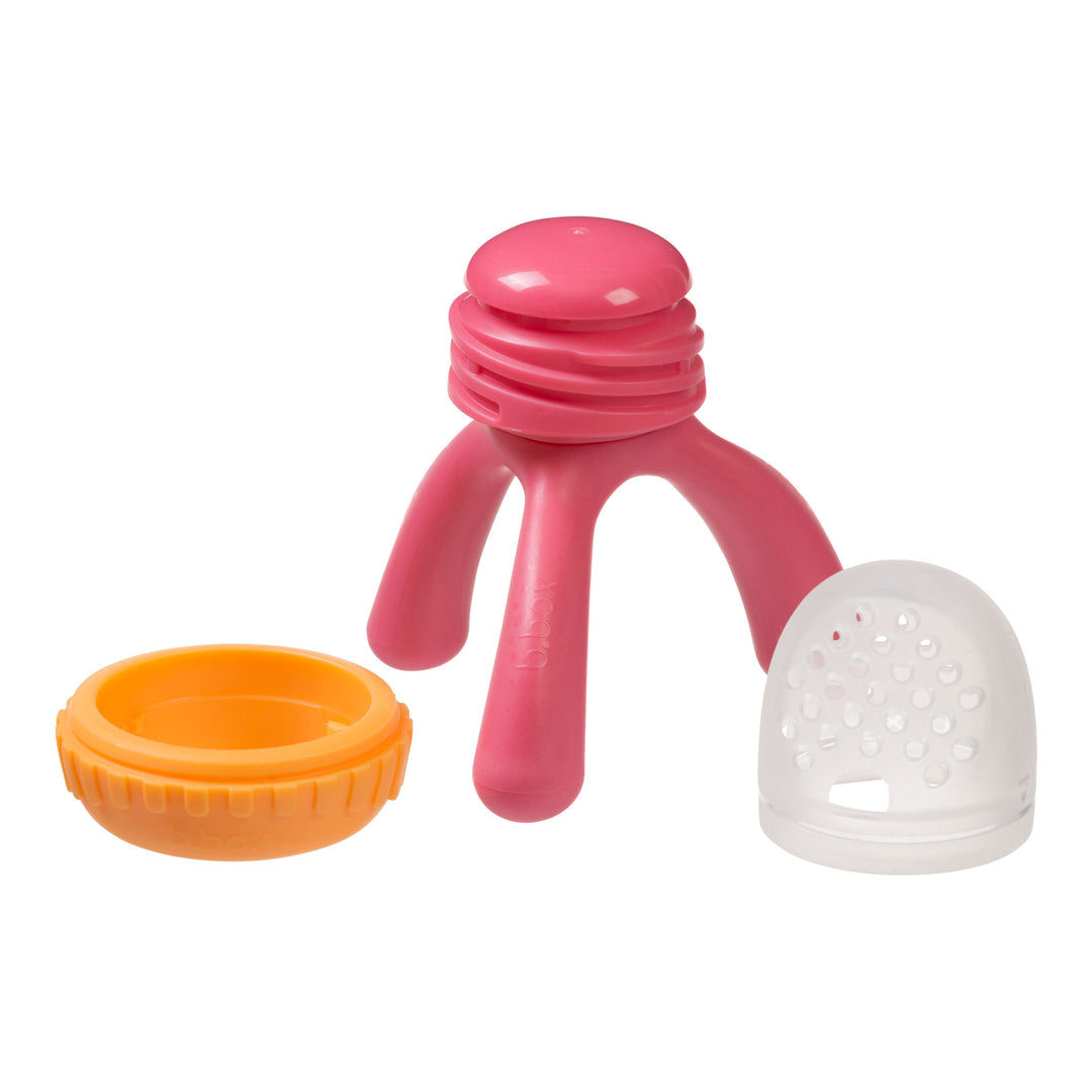 Silicone Fresh Food Feeder Strawberry Shake Pink Orange
