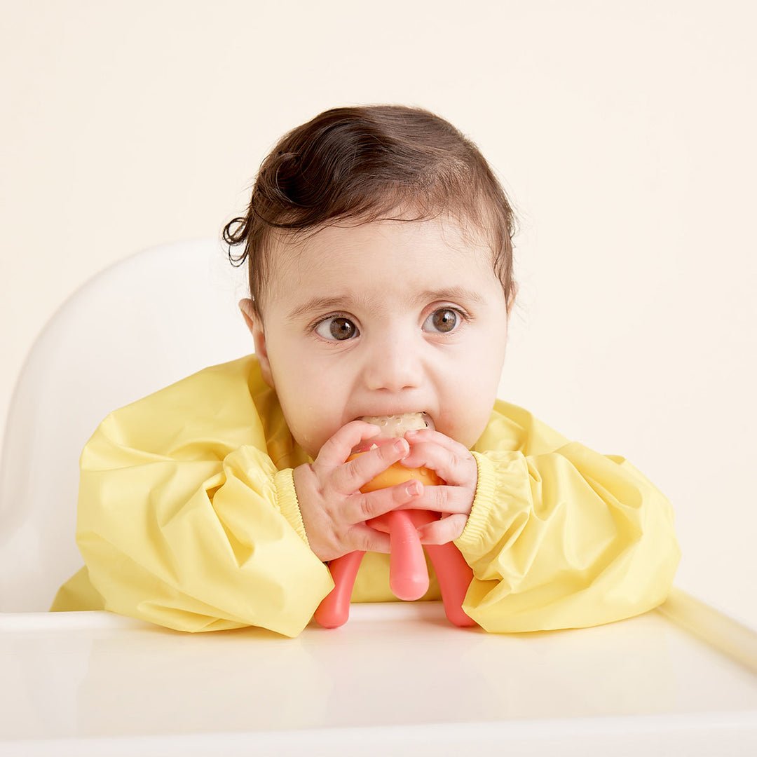 Silicone Fresh Food Feeder Strawberry Shake Pink Orange