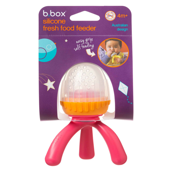 Silicone Fresh Food Feeder Strawberry Shake Pink Orange