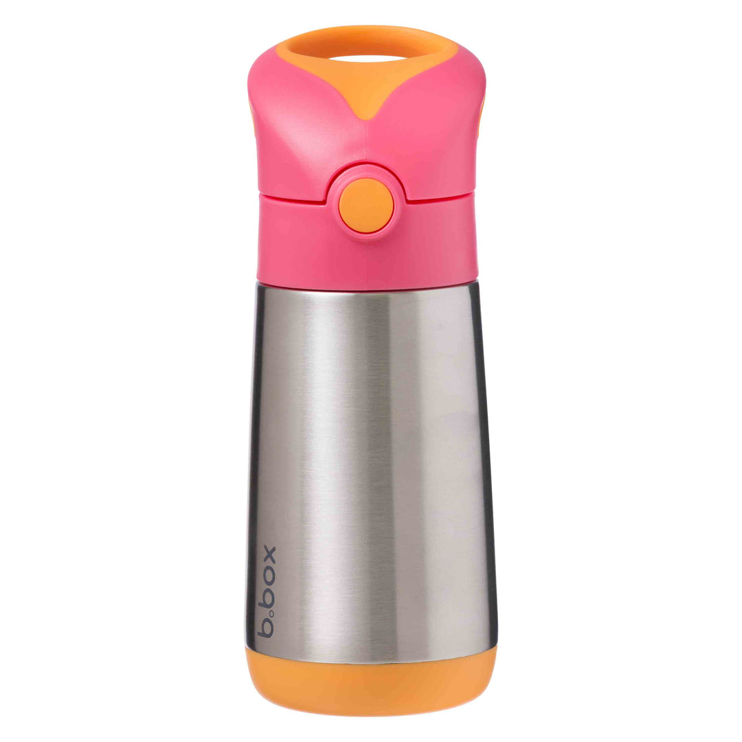 b.box Insulated Straw Sipper Drink Water Bottle 350ml Strawberry Shake PInk Orange - Sohii India