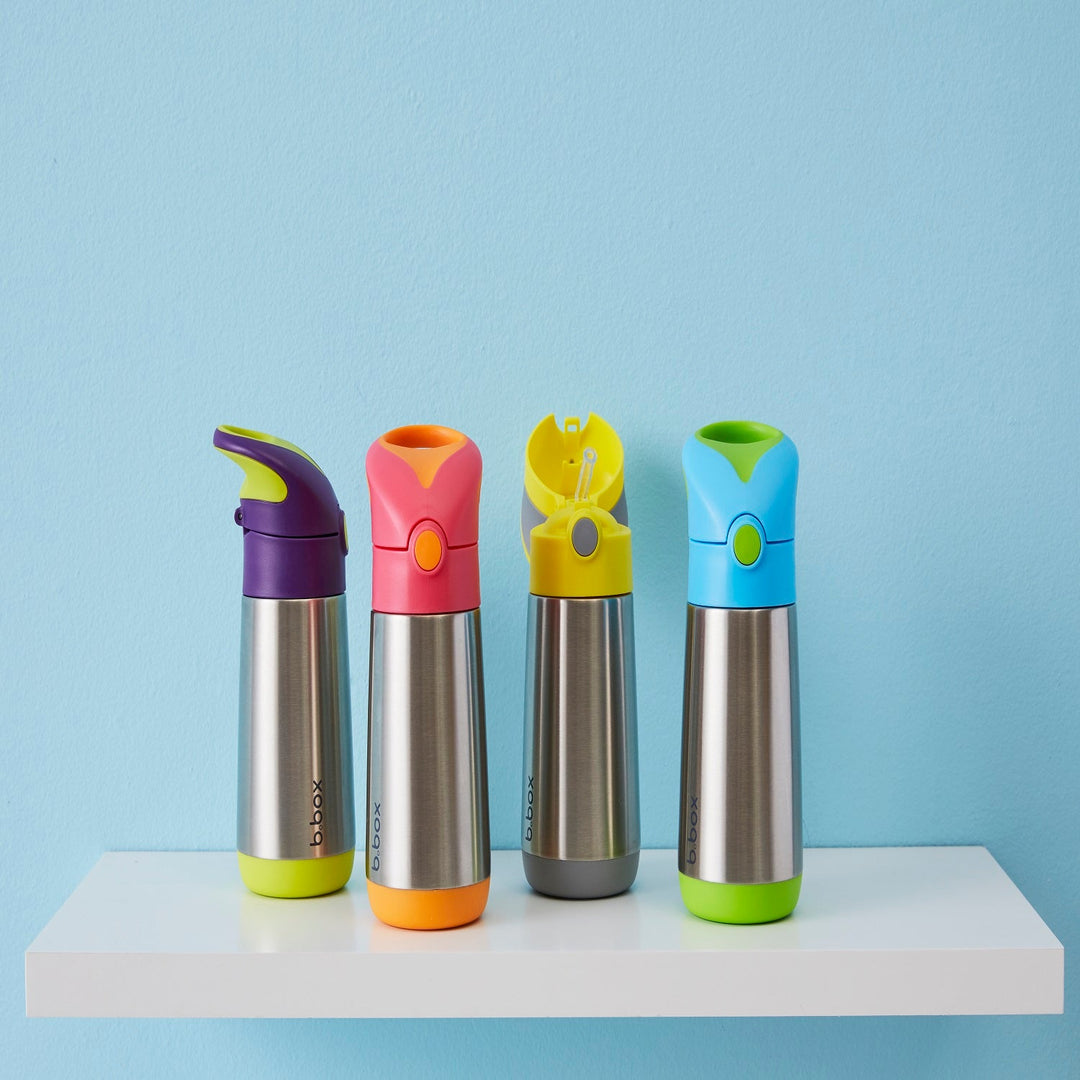 B.box Insulated Straw Sipper Drink Water Bottle 500ml- Strawberry Shake Pink Orange - Sohii India