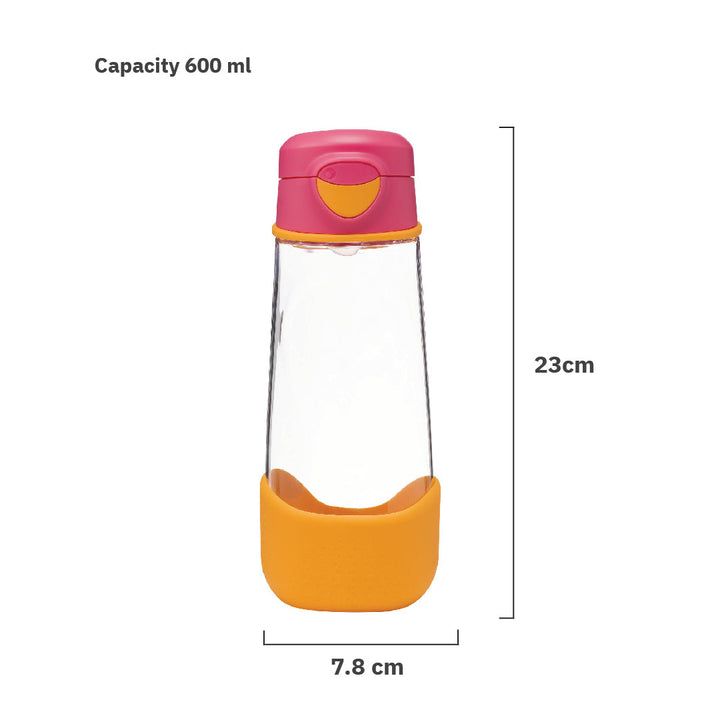 Tritan Sport Spout Drink Bottle 600ml Strawberry Shake Pink Orange