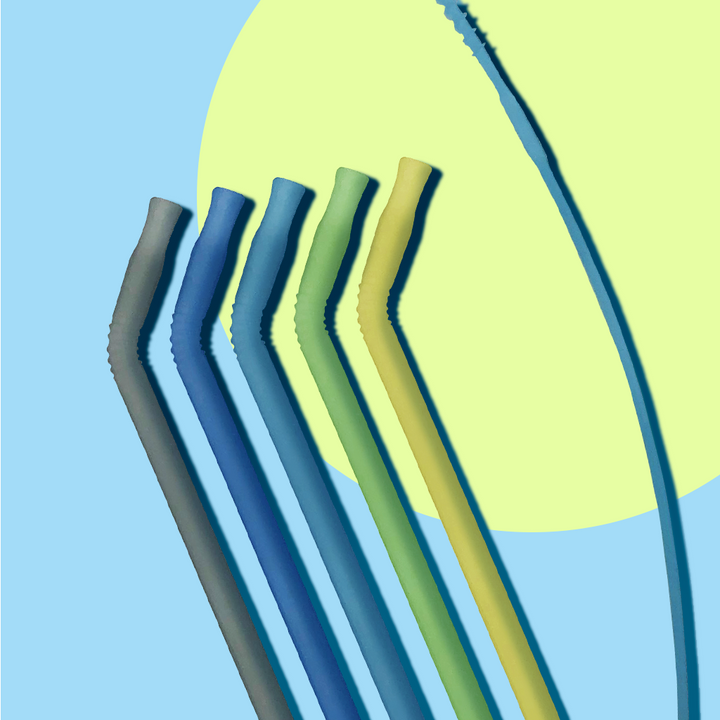 Reusable Silicone Straw Pack of 5 Pool Party