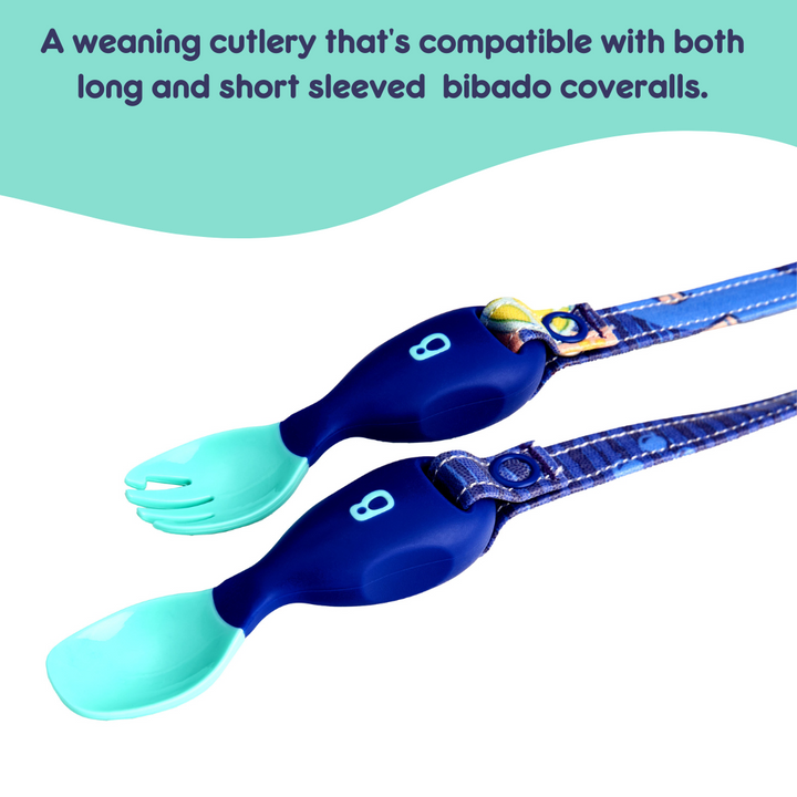 Handi Cutlery- Attachable Weaning Cutlery Set Oceans of Fun Dark Blue