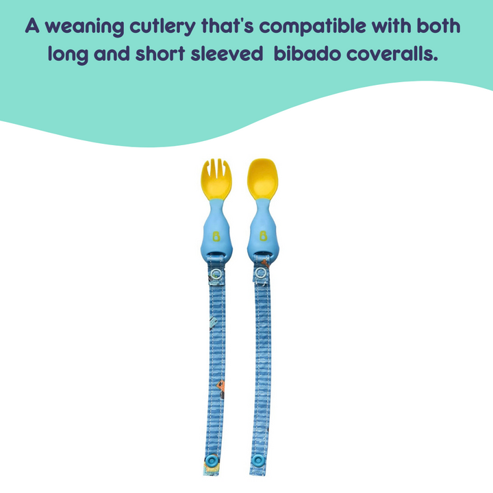 Handi Cutlery- Attachable Weaning Cutlery Set Speedy Dinos Turquoise