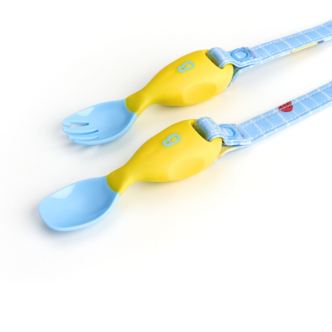 Handi Cutlery- Attachable Weaning Cutlery Set Ducklings Pool Party Blue