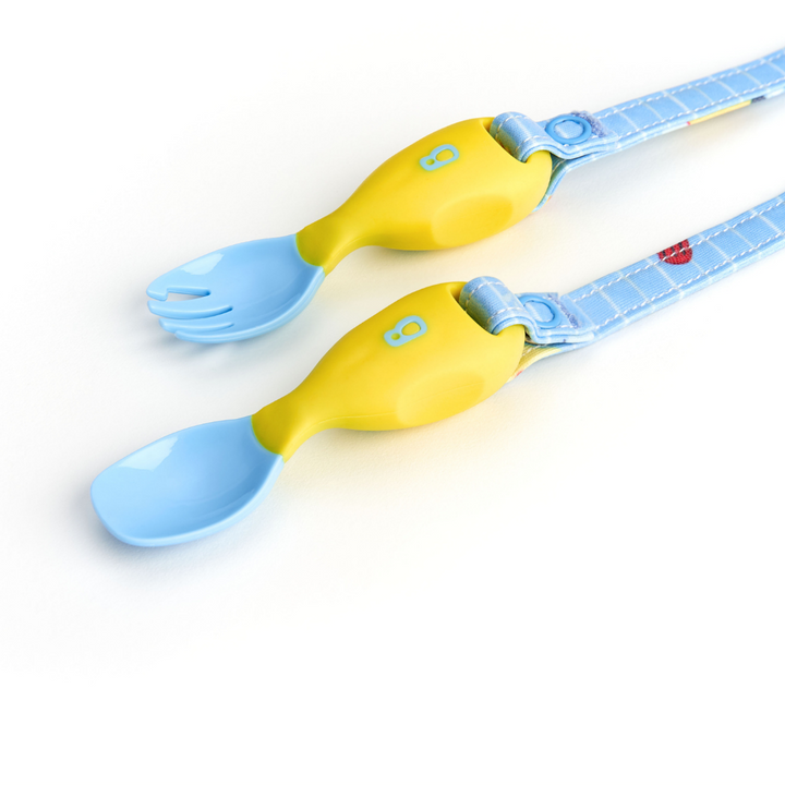 Handi Cutlery- Attachable Weaning Cutlery Set Ducklings Pool Party Blue