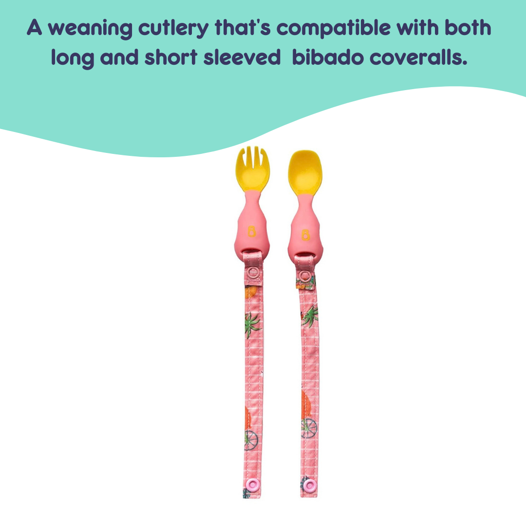 Handi Cutlery- Attachable Weaning Cutlery Set Teddy Bear Pink