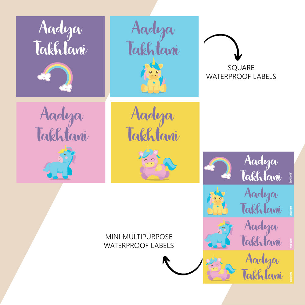Waterproof Name Stickers - Baby Unicorn