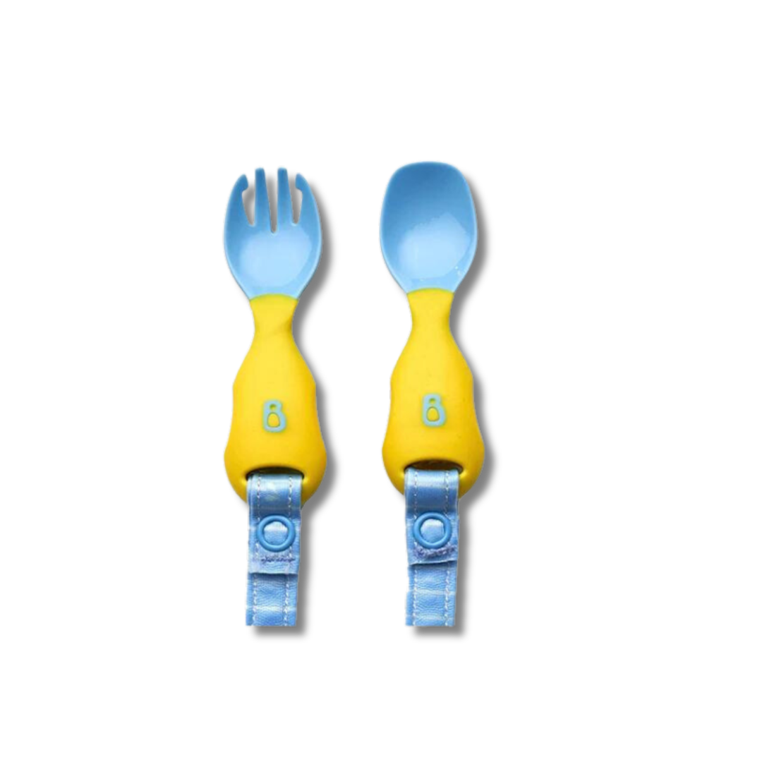 Handi Cutlery- Attachable Weaning Cutlery Set Ducklings Pool Party Blue