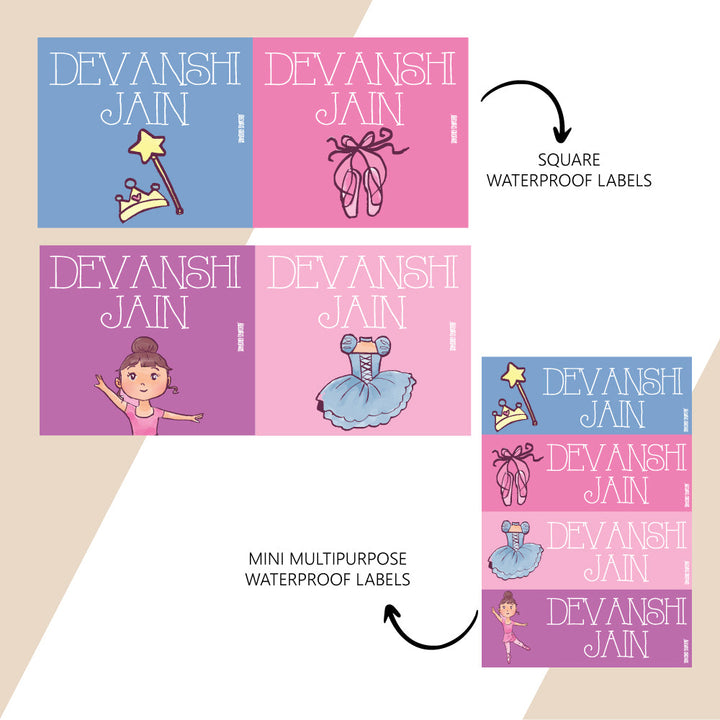Waterproof Name Stickers - Little Ballerina