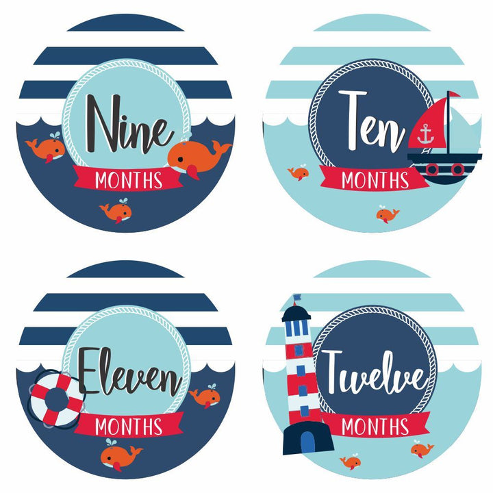 Monthly Milestone Stickers - Nautical Theme