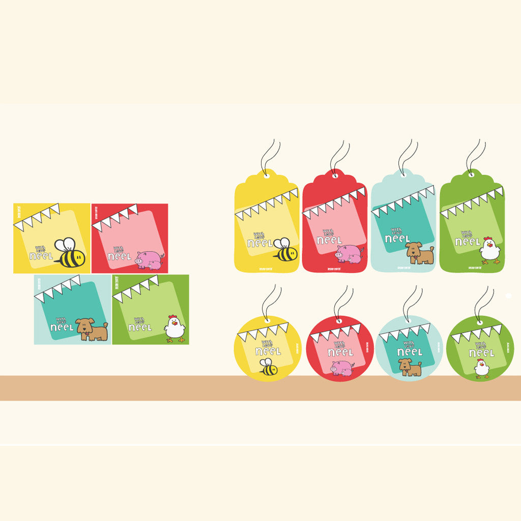 Personalised Gift Tag Set - Farm Animal, Set of 80