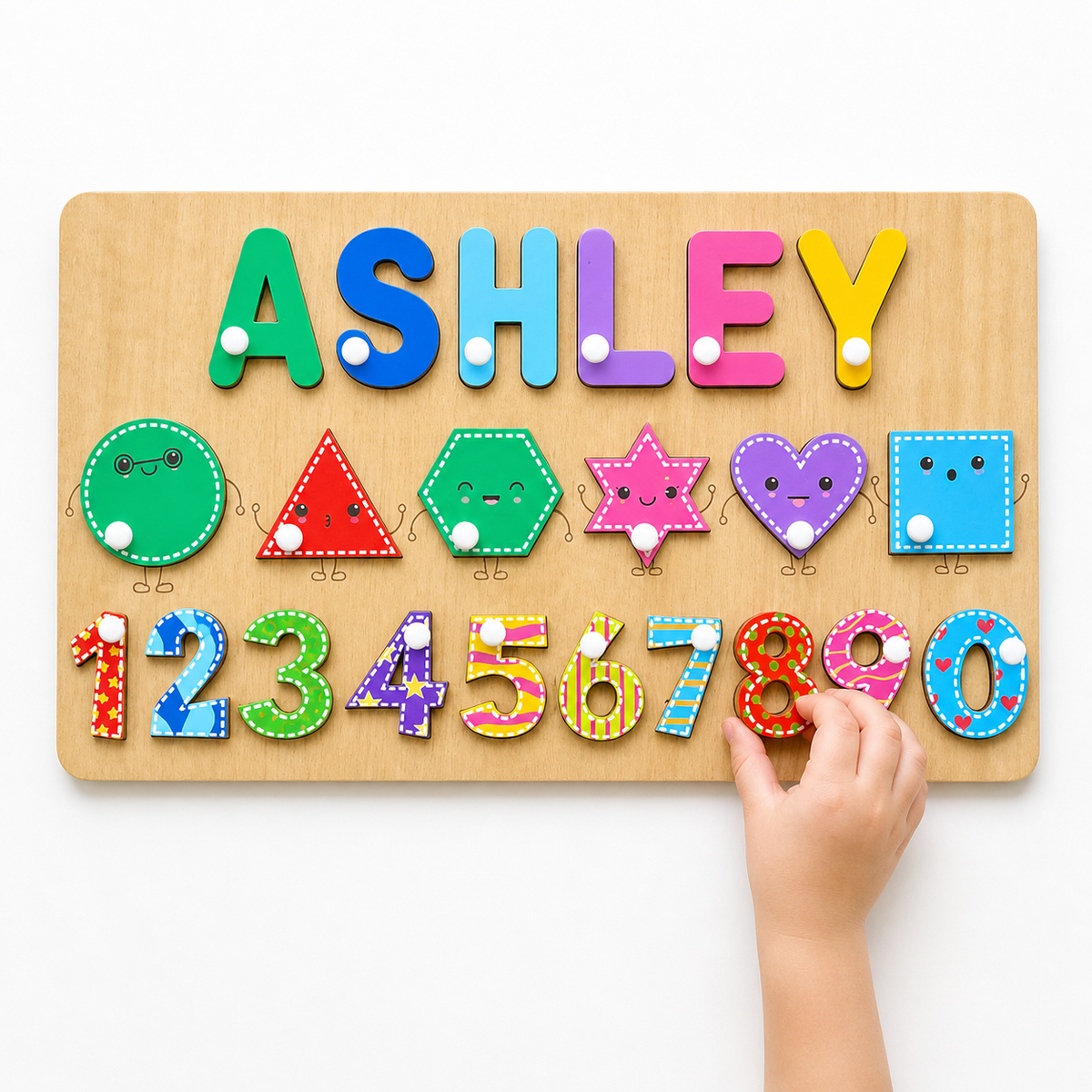Personalised Wooden Name Puzzle- Shapes & Numbers