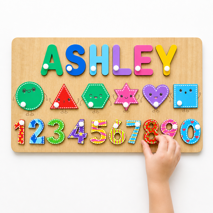 Personalised Wooden Name Puzzle- Shapes & Numbers