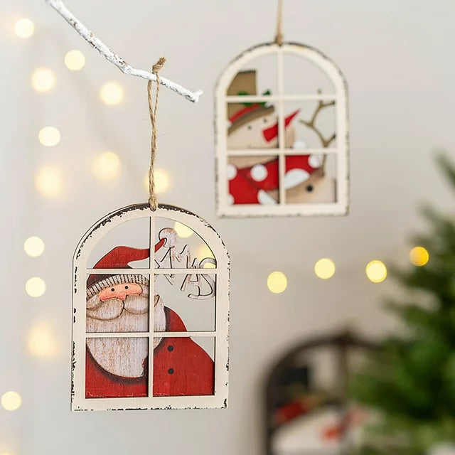 Babble Wrap Holiday Timber Ornament- Santa By The Window