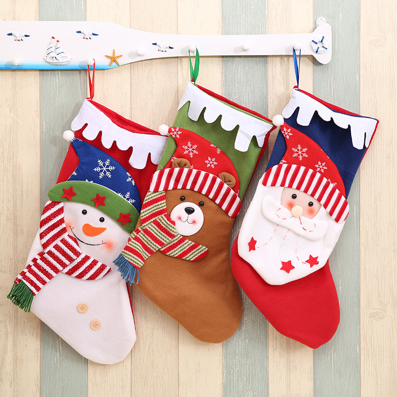 Babble Wrap Snowy Scallop And Muffler Stockings- Snowy Snowman