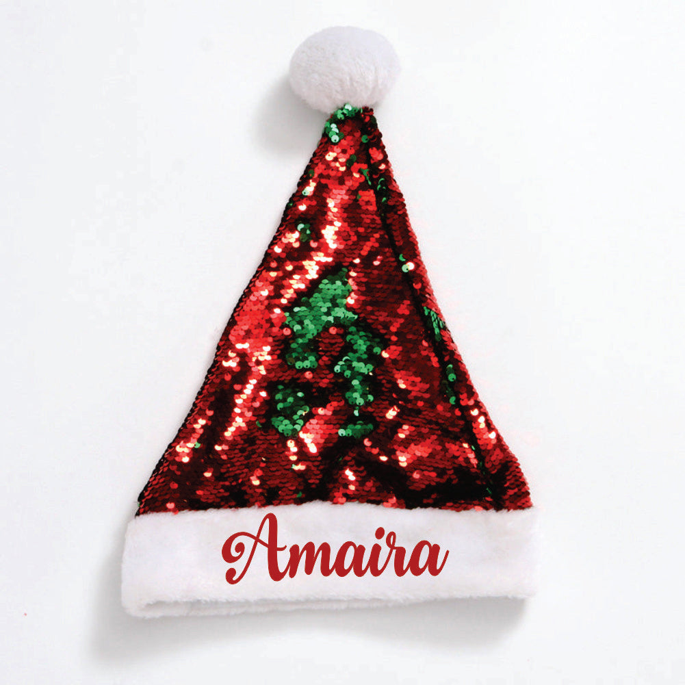 Luxe Sequins Santa Caps - (Green And Red)
