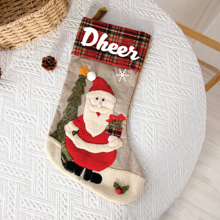 Babble Wrap Checkered Cheer Stocking (Santa)